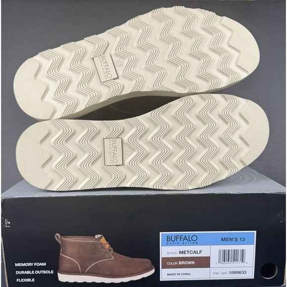 Buffalo David Bitton Metcalf Boots Size 13 Brown Leather Lace-Up Casual Ankle - Picture 7 of 8